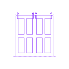 Buildings Surface Mounted Doors Bypassing Solid Vertical 4 Panels Sticker Outline Svg File, Free Vectors File